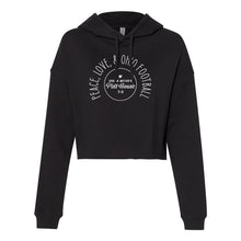 Load image into Gallery viewer, UM Pint House - Peace Love and Football Crop Fleece Hoodie
